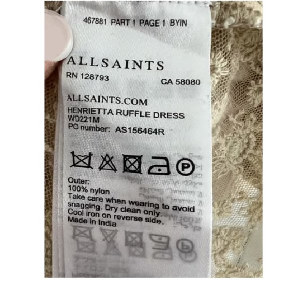 Gorgeous ALL SAINTS Party Dress Sheer Lace (Lined) Sexy Romantic $375 - Picture 6 of 9